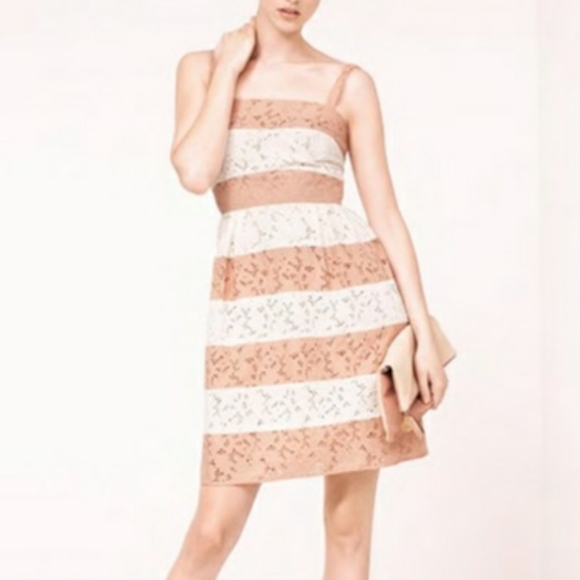 LOFT Dresses & Skirts - B2G1 LOFT Striped Pink/White Eyelet Lace Sundress